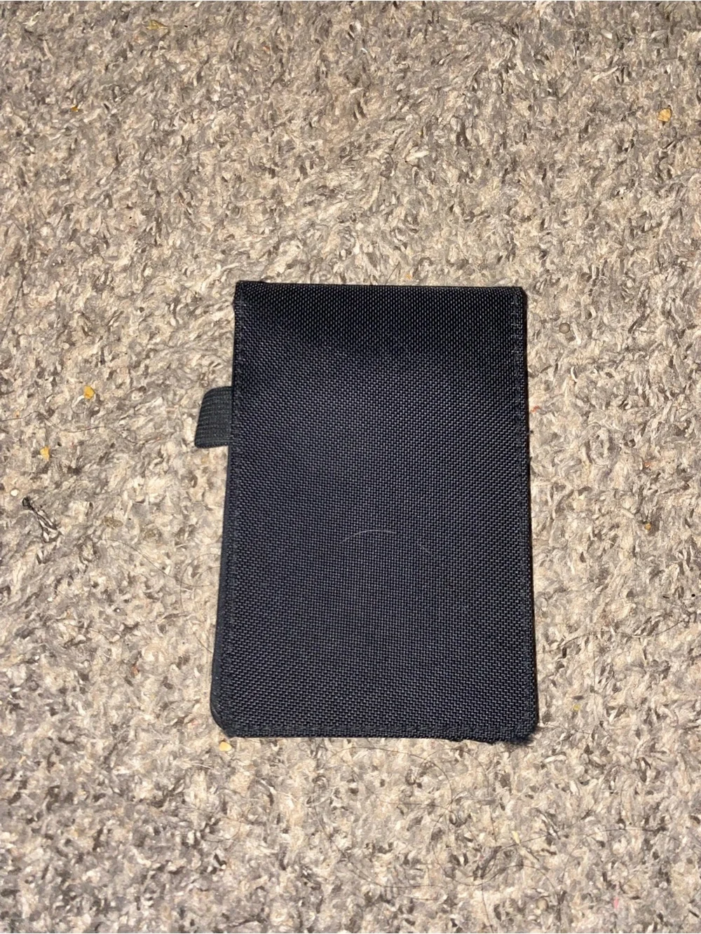 Black minimalist elastic and faux leather card holder